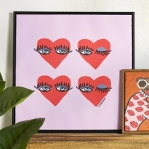 KENDRA DANDY 20" x 20" 4 Hearts Framed Wall Canvas  🥰  NEW!!!! - Picture 1 of 7